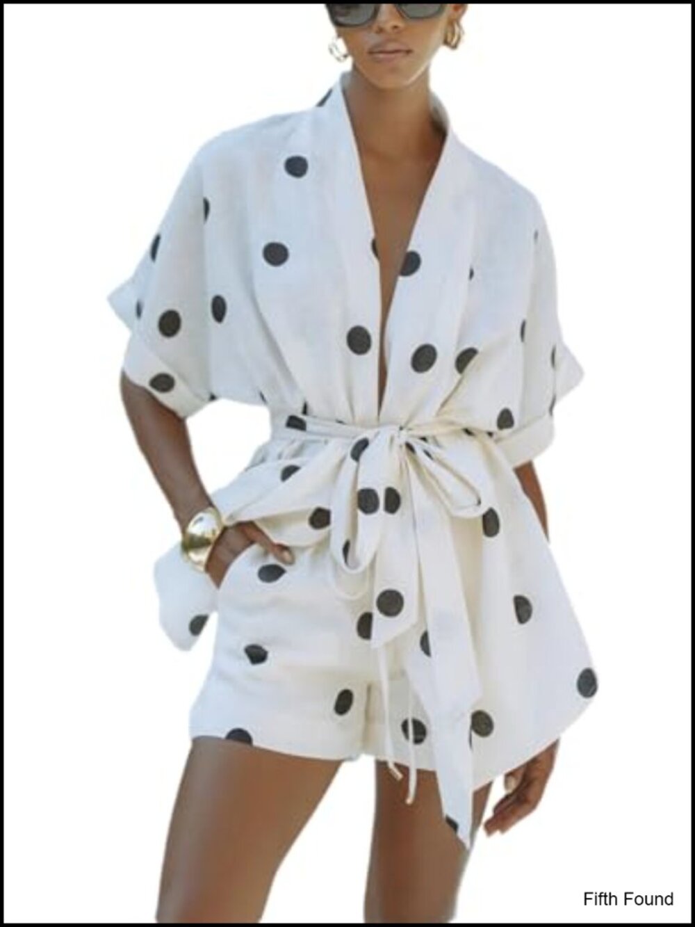 Polka Dot 2 Piece Short Set Short Sleeve Kimono Top & Shorts Summer Vacation